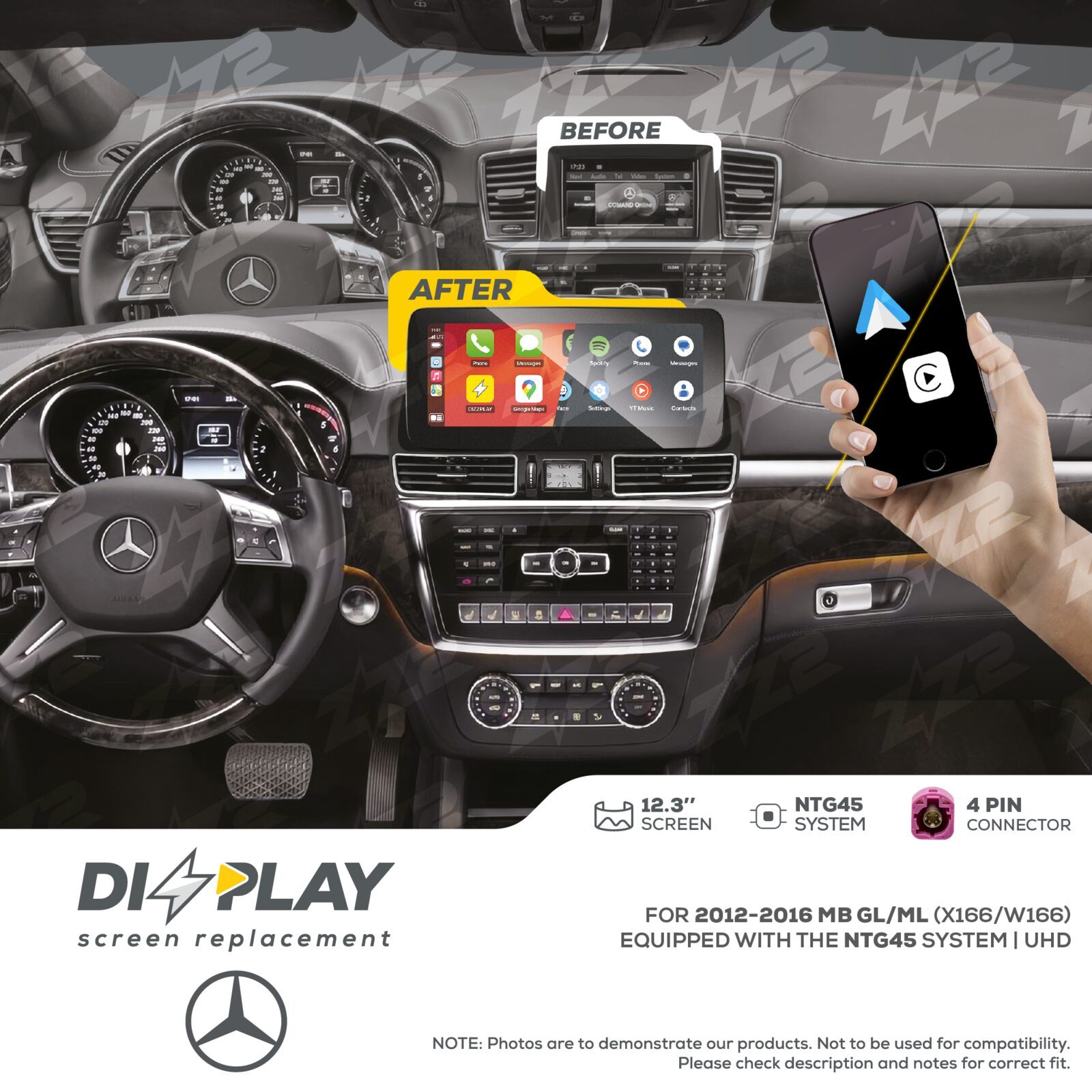 ZZ-2 DIZZPLAY Mercedes-Benz GL / ML X166 / W166 2012-2016 NTG45
