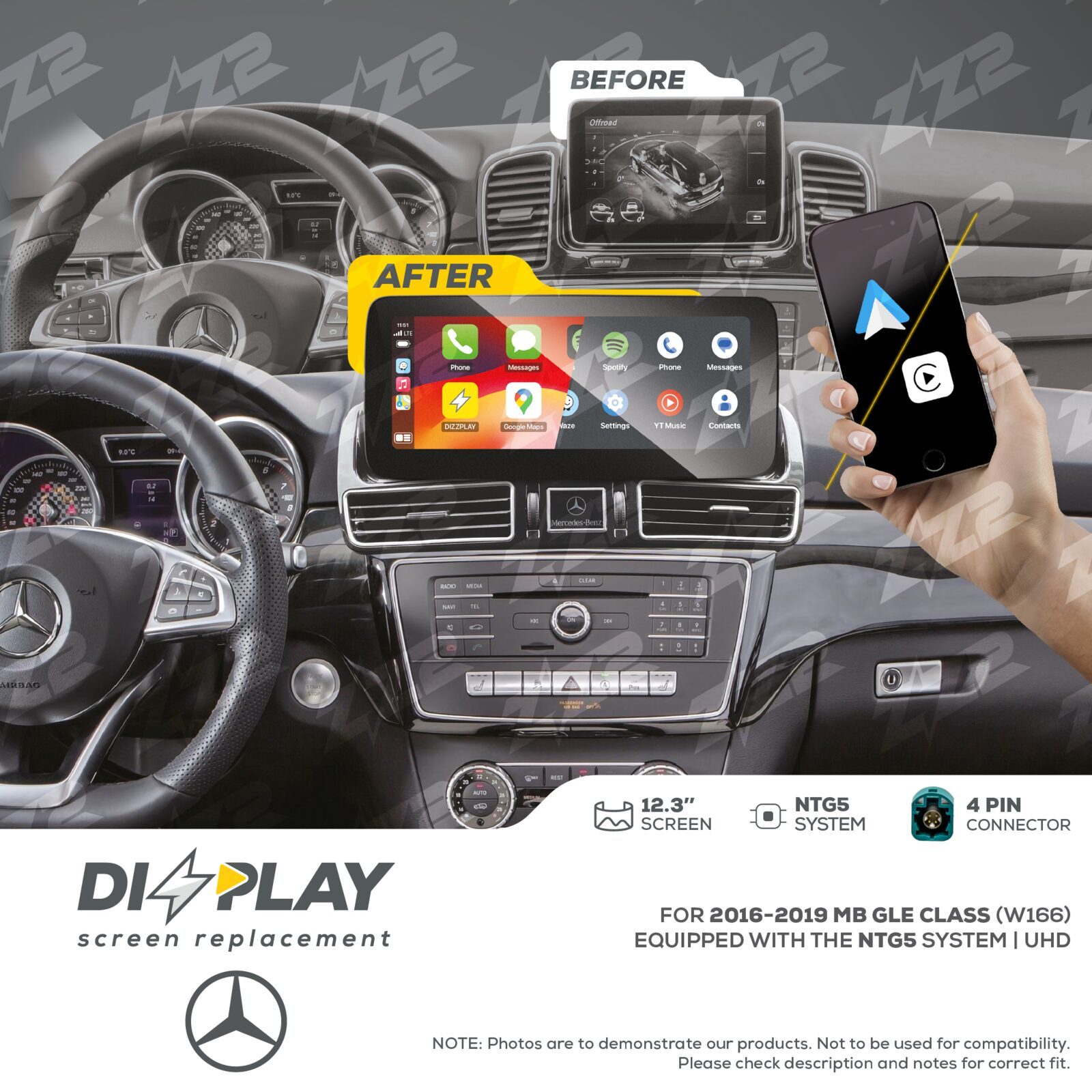 ZZ-2 DIZZPLAY Mercedes-Benz GLE / GLS W166 2016-2019